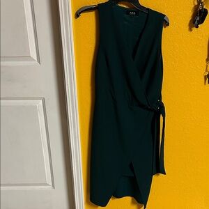 Chic Asymmetrical Wrap Dress in Forest Green